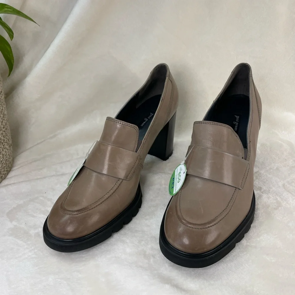 $450 PAUL GREEN NINA LOAFER PUMP‎ ANTELOPE STAR LEATHER 8 AU/ 10.5 US, (G 764)